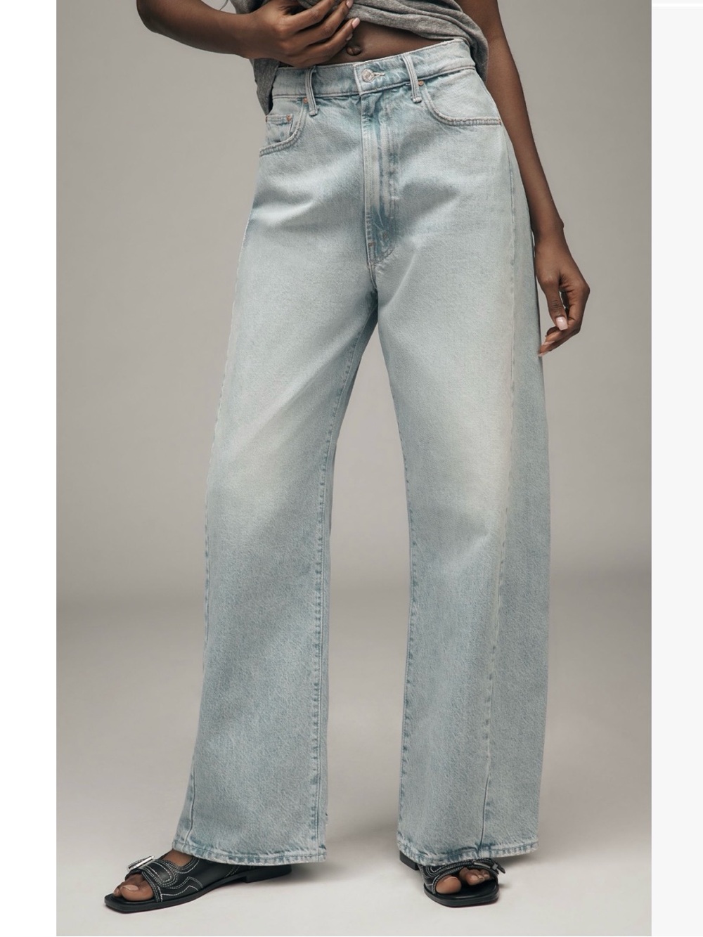 MOTHER Full Pipe-Flood Barrel Jeans Back Petal Blue Size 27 EUC